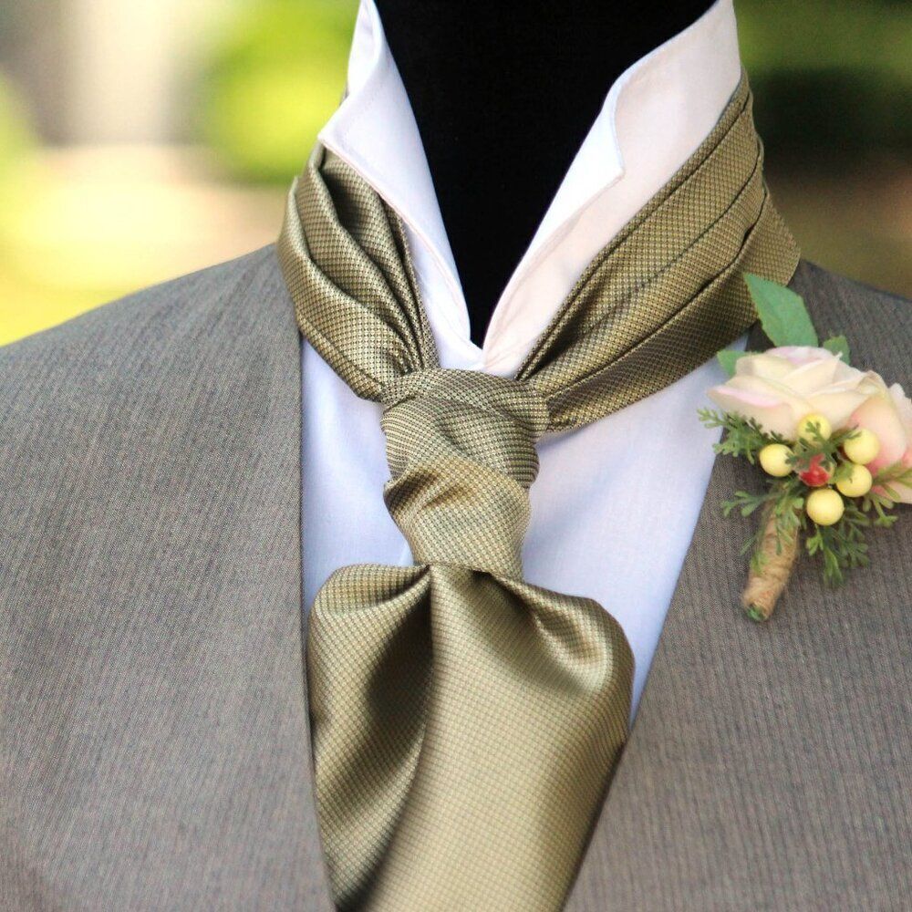Dusty Gold Silk Men's Cravat Ascot Gift Box A087‎
